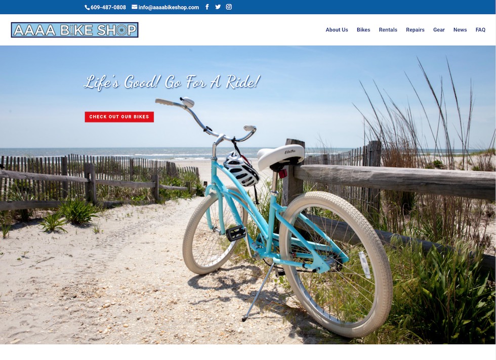 website design project AAAA Bike Shop - Green Rocket Digital work sample - 2022 demo - web res